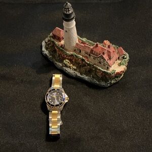 Charles Hubert Paris Two-Tone Gold & Stainless Steel Watch with Blue Dial